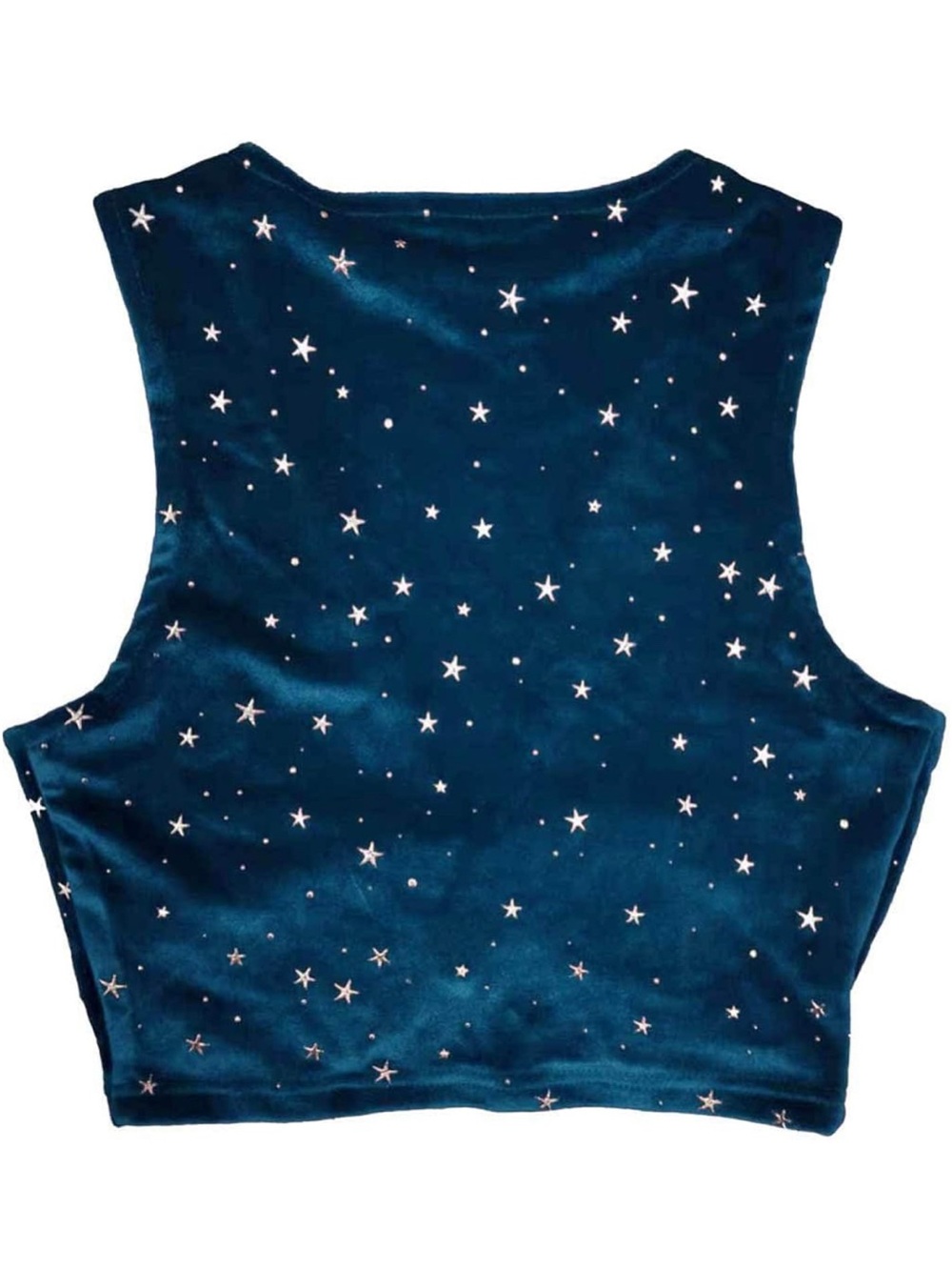 Women‘s Sparkly Festival Rave Outfits Sexy Crop Top Velvet Star Print Medium - Picture 3 of 9